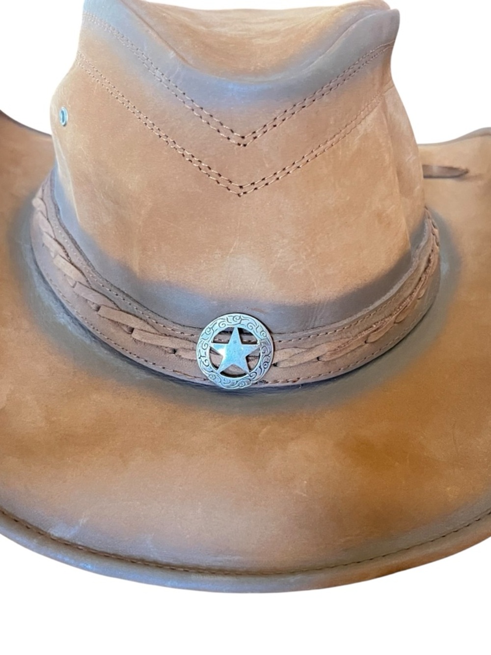 Bullhide Brown Leather Western Cowboy Hat - Picture 3 of 8